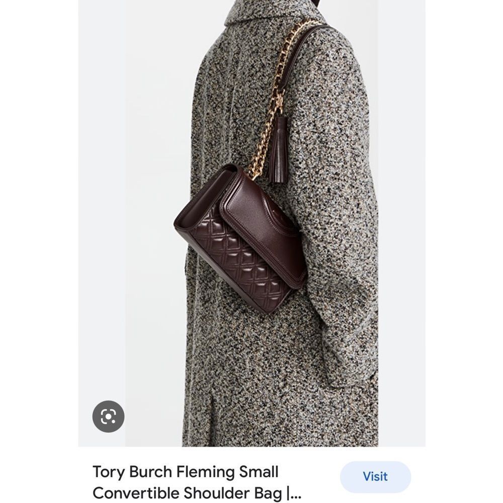 Tory Burch Brown/Deep oxblood Shoulder Bag with Gold Accents